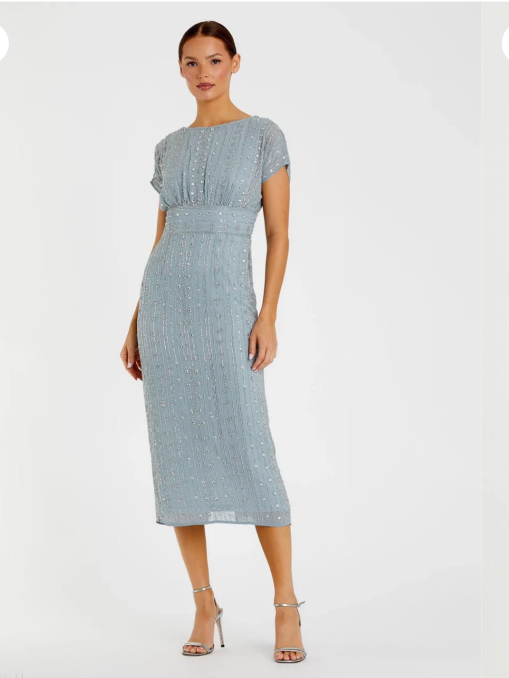 Mac Duggal NWT BEADED CAP SLEEVE MIDI DRESS